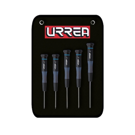 Urrea ESD Bimaterial Precision Screwdrivers set of 5 pieces (Torx type). 9500BT